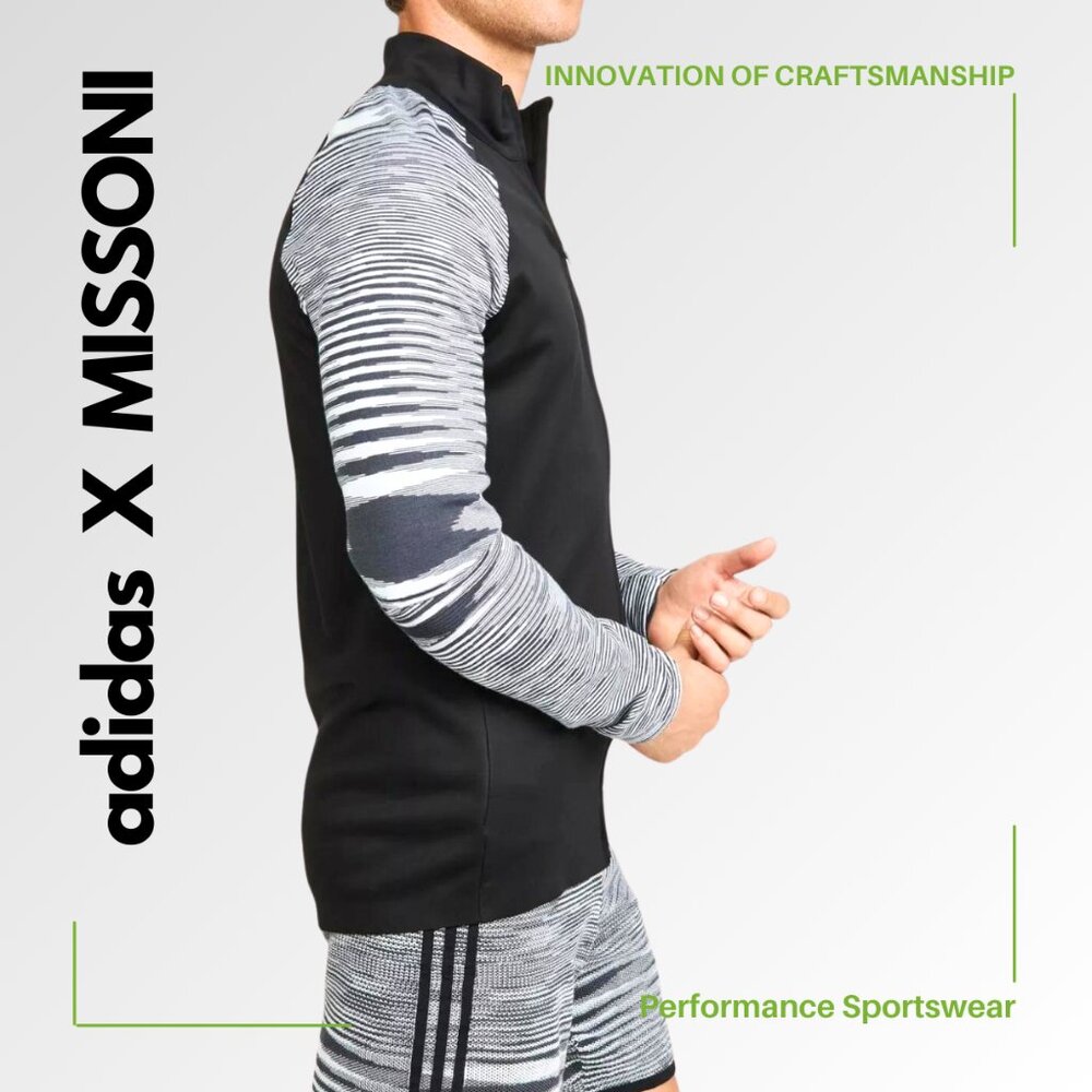 ADIDAS X MISSONI Men's 'PHX' Knit Space-Dyed Melange Jacket Black/White/Gray - L - Picture 3 of 13